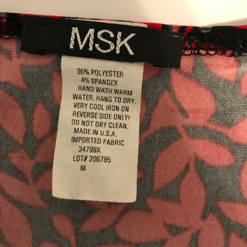 Beautiful MSK Red & Black Wrap-Style Blouse M - Picture 5 of 9